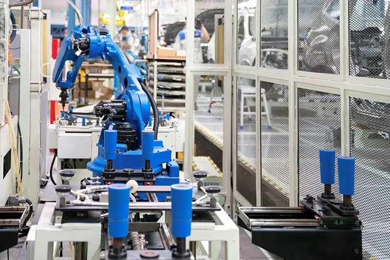 production line with AI powered robot